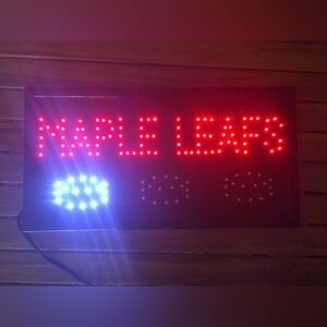 Maple Leafs Black LED Light Up Sign Man Cave Rec Room Wall Decor Go Sports